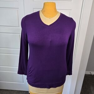 WEEKENDS BY CHICO PURPLE PULLOVER SWEATSHIRT WOMEN SIZE 1 MEDIUM ACTIVE COMFY